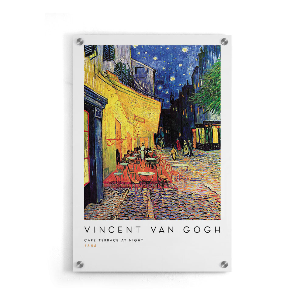 Walljar plexiglas schilderij - Vincent van Gogh - Caféterras Bij Nacht Plexiglas schilderij - 150 x 225 cm
