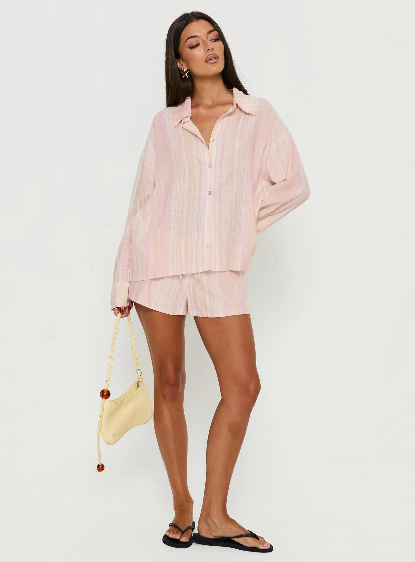 Opheliah Drawstring Shorts Pink Stripe