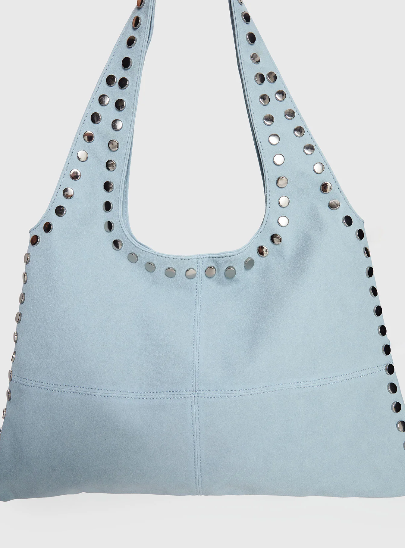 Tell The Truth Studded Faux Suede Bag Blue