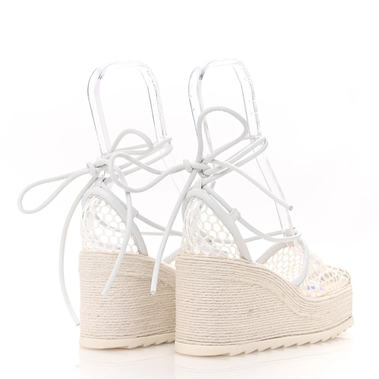 Mesh Lambskin Sporty Web Stretch Ankle Tie Espadrilles 37 Optic White - Top Club