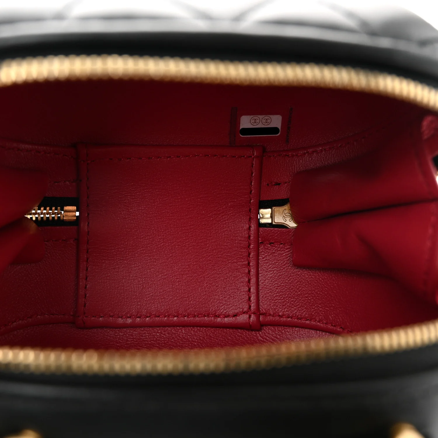 Lambskin Quilted CC Bubble Vanity Case With Chain Black - Top Club