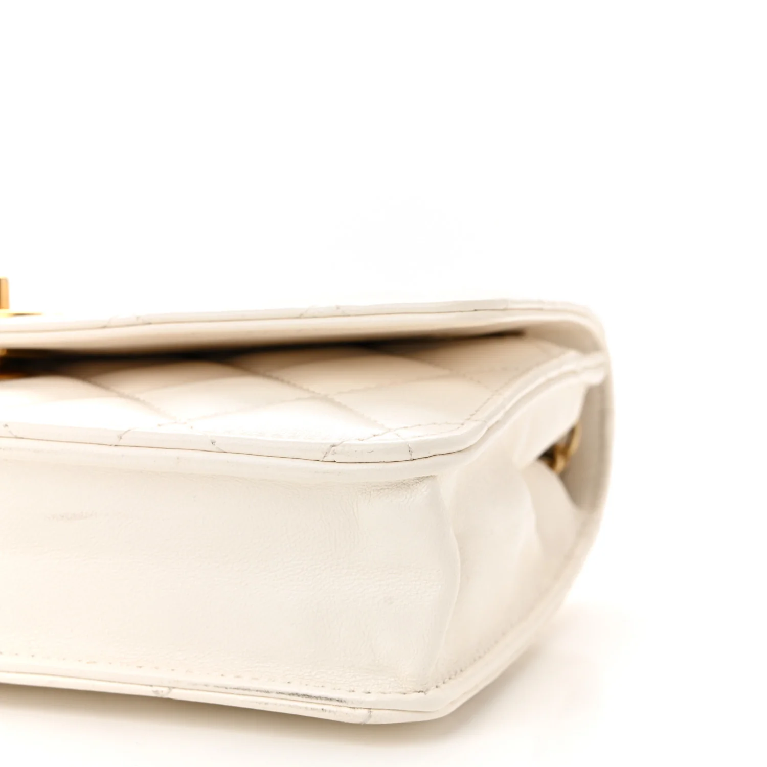 Lambskin Quilted CC Pearl Crush Wallet on Chain WOC White - Top Club