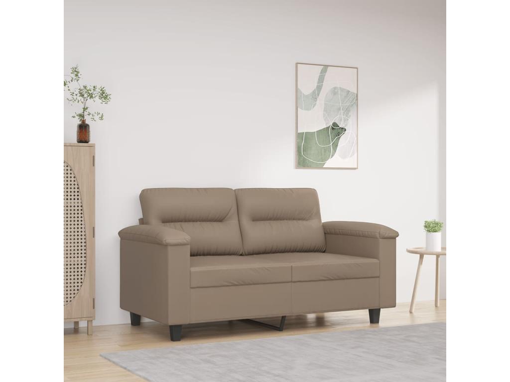 Sofá de 2 lugares 120 cm couro artificial cappuccino