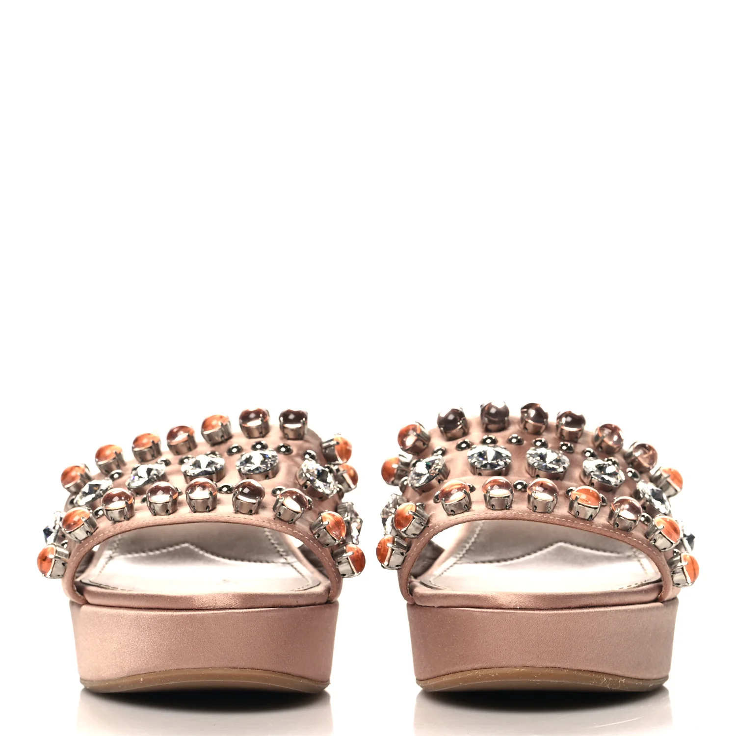 Satin Crystal Wedge Sandals 40 Cammeo - Top Club