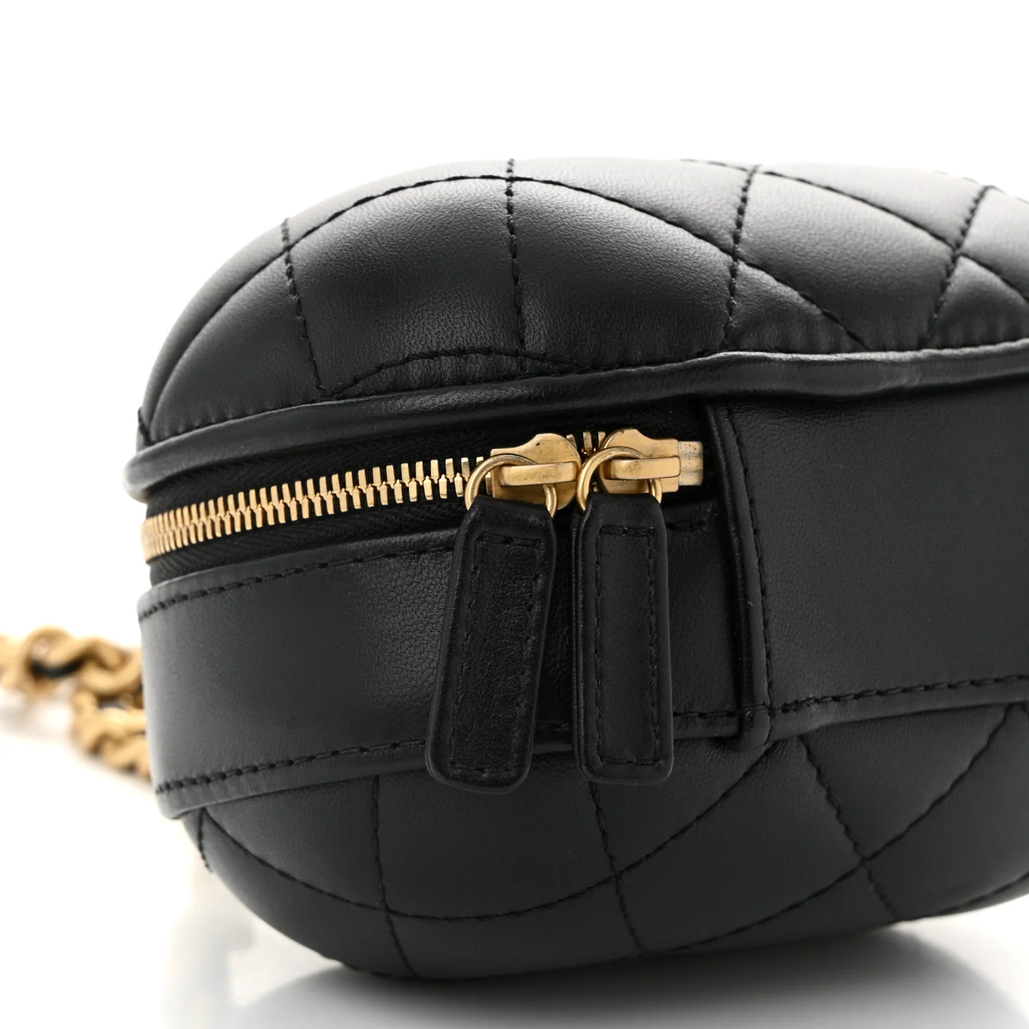 Lambskin Quilted CC Bubble Vanity Case With Chain Black - Top Club