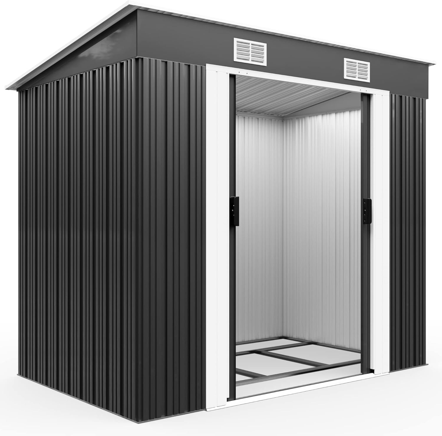 Deuba Capanno da Giardino L 8m² Fondamenta 196x122x182cm Porta Scorrevole Casetta 3,1m³ Antracite