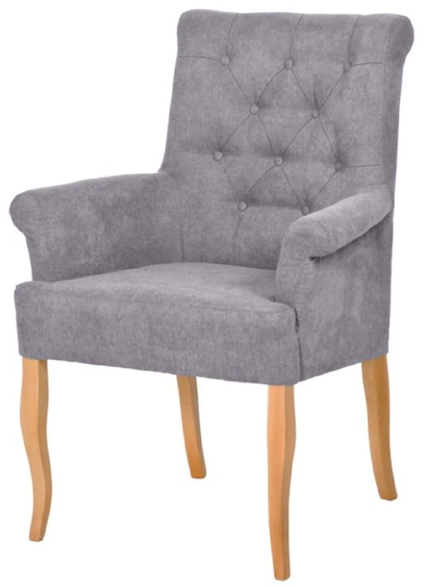 Chesterfield Neo Baroque Dining Room Chair Set of 4 Gray / Natural Colors - Kitchen Chairs with Armrests - Dining Room Furniture - Chesterfield Furniture - Neo Baroque Furniture