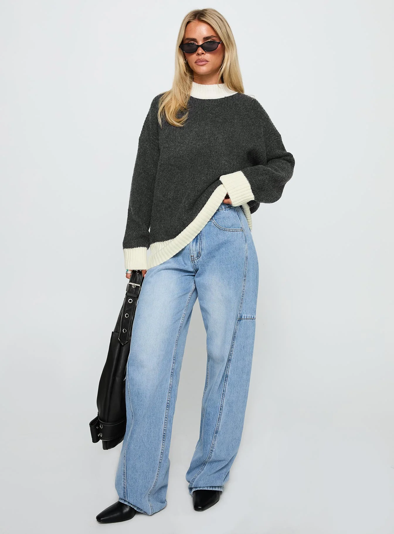 Broken Hearts Club Knit Sweater Grey