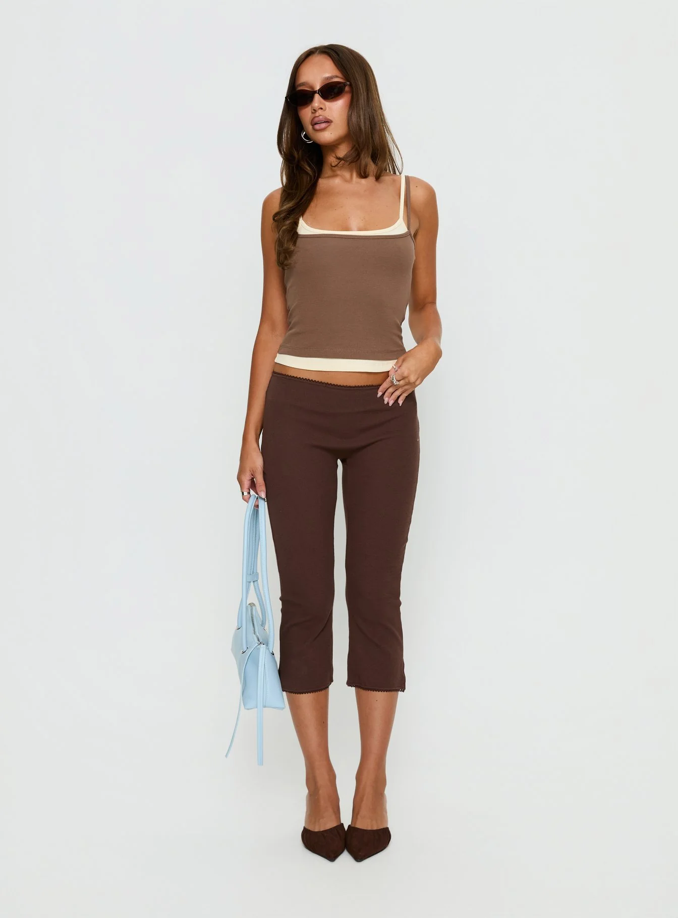 Maeka Layered Jersey Tank Top Brown / Cream