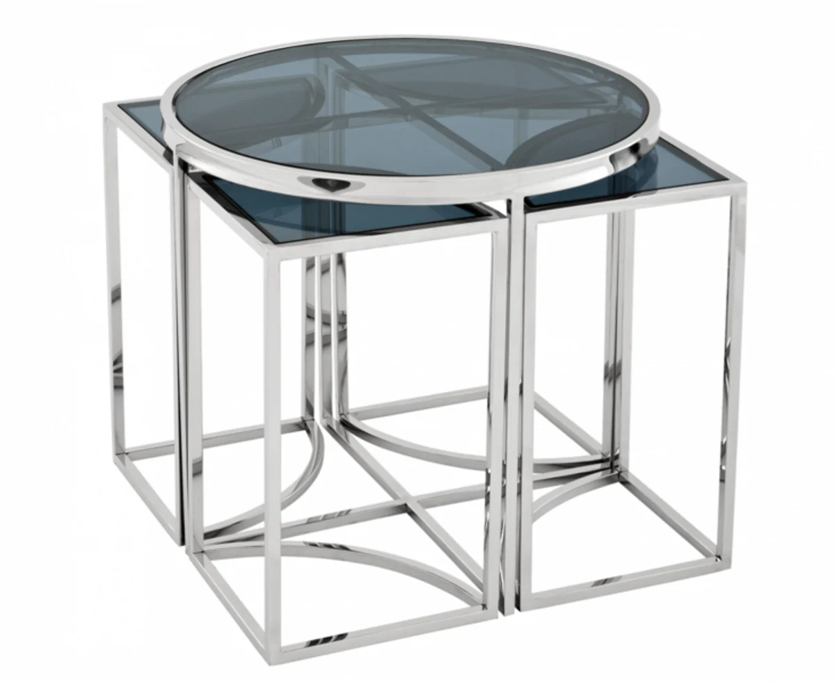 Luxury Art Deco designer side table set of 5 with smoked glass - luxury quality