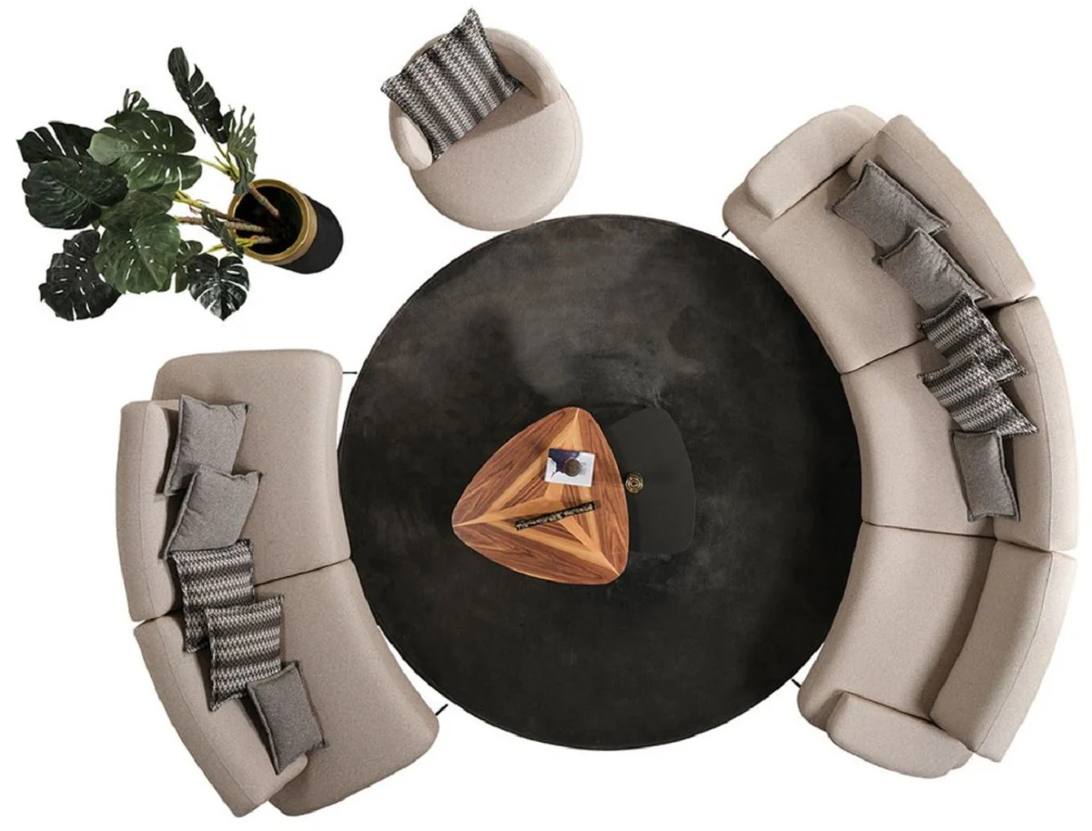 Luxury sofa with adjustable backrests beige / black 350 cm