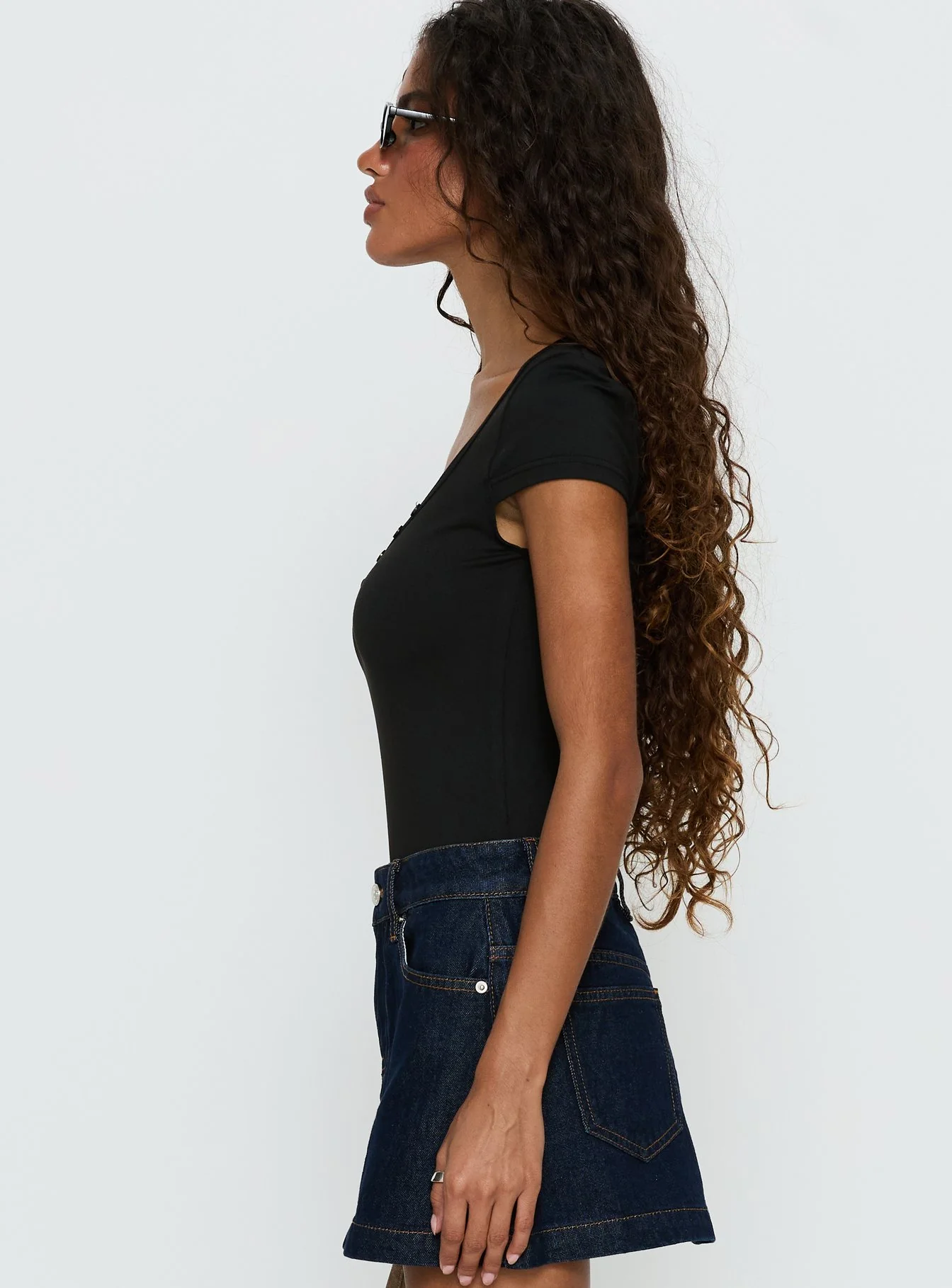 Laretta Button Up Bodysuit Black