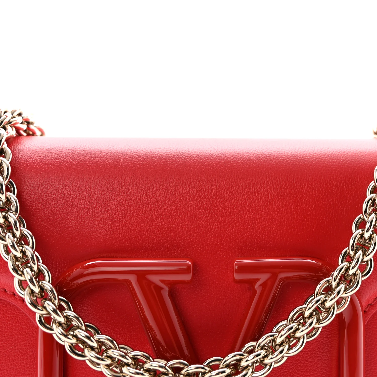 Calfskin Enamel Vlogo Small Loco Shoulder Bag Rouge Pur - Top Club