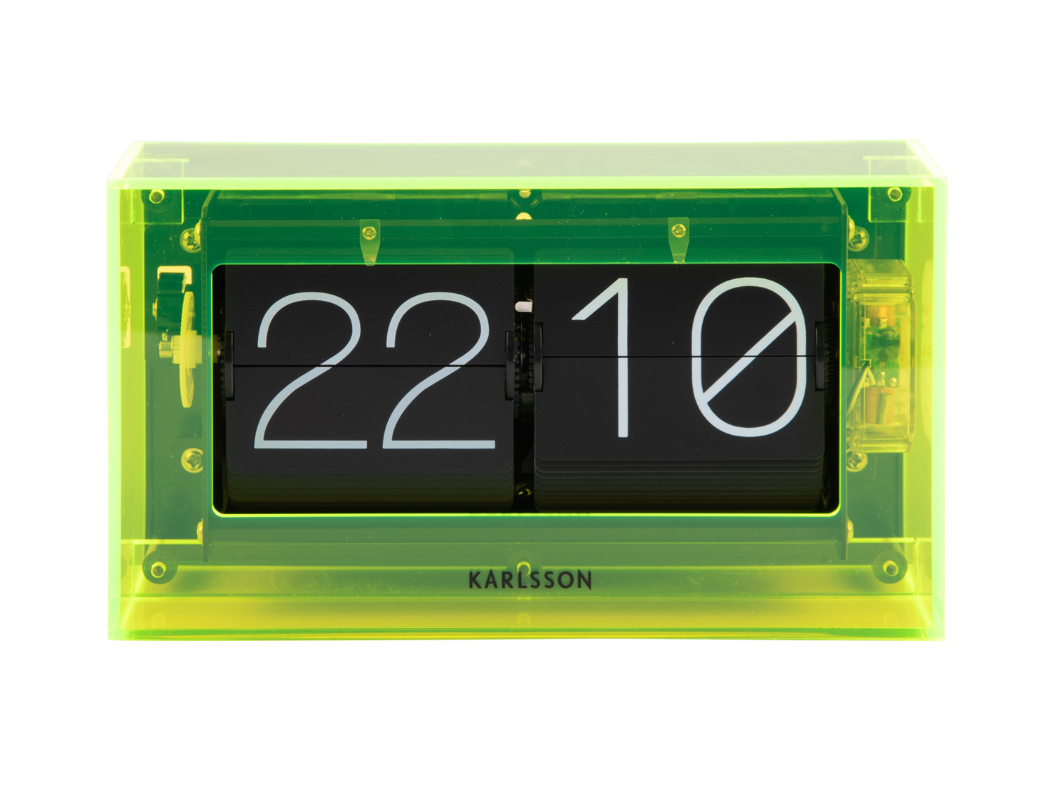 Table clock Boxed Flip acrylic neon yellow
