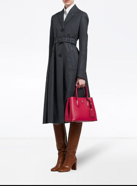 PP Small Saffiano Leather Double PP Bag in Black - Top Club