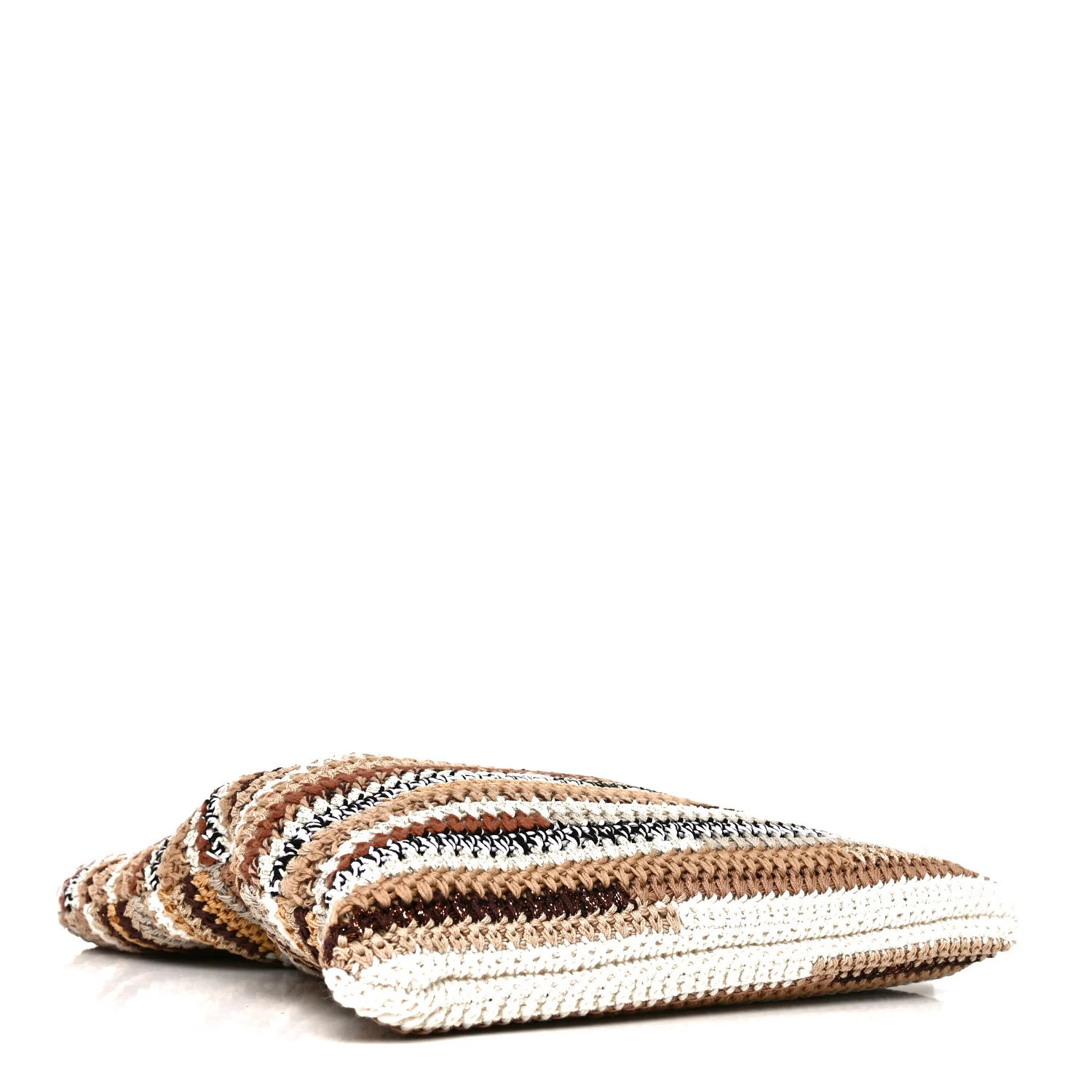 Cotton Crochet Stripe Vertical Tote Bag Naturale - Top Club