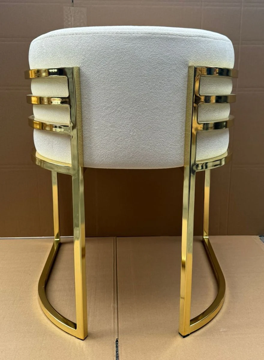 Luxury dining room chair with armrests white / gold H. 74 cm - Dining room furniture