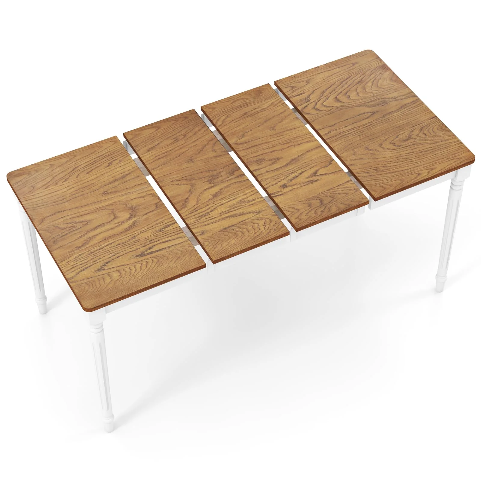 BEFOUNDLOVELY Rectangular Extendable Dining Table for 4-8 People with Rubber Wood Legs