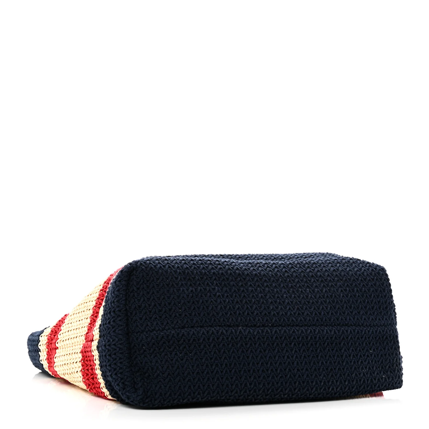 Raffia Crochet Stripe Tote Natural Blue - Top Club