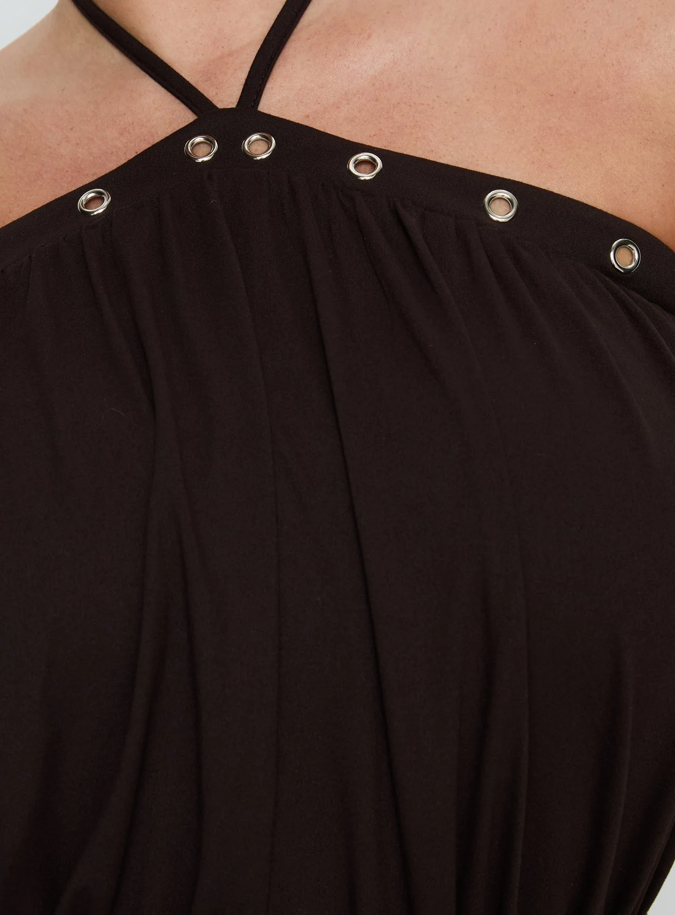 Sunnee Eyelet Detail Playsuit Brown Curve