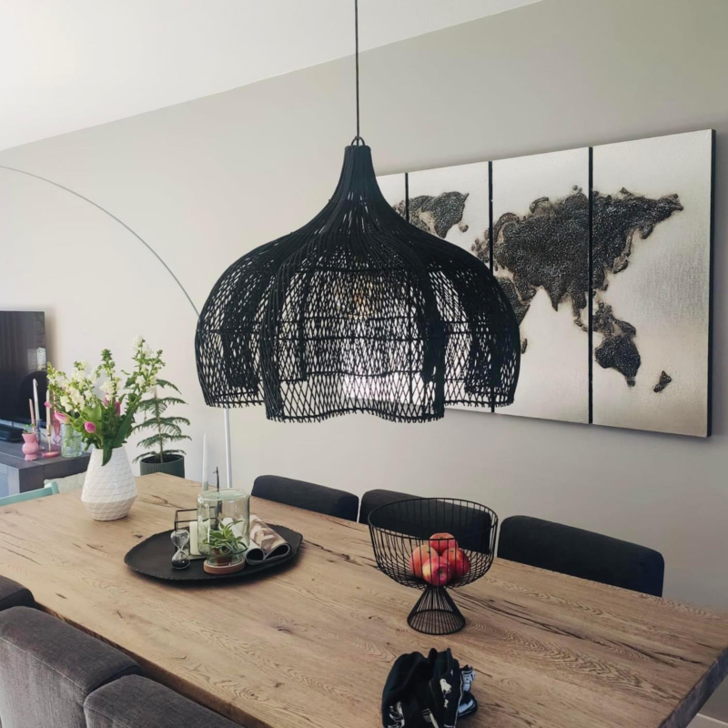 Rotan hanglamp Tiram zwart