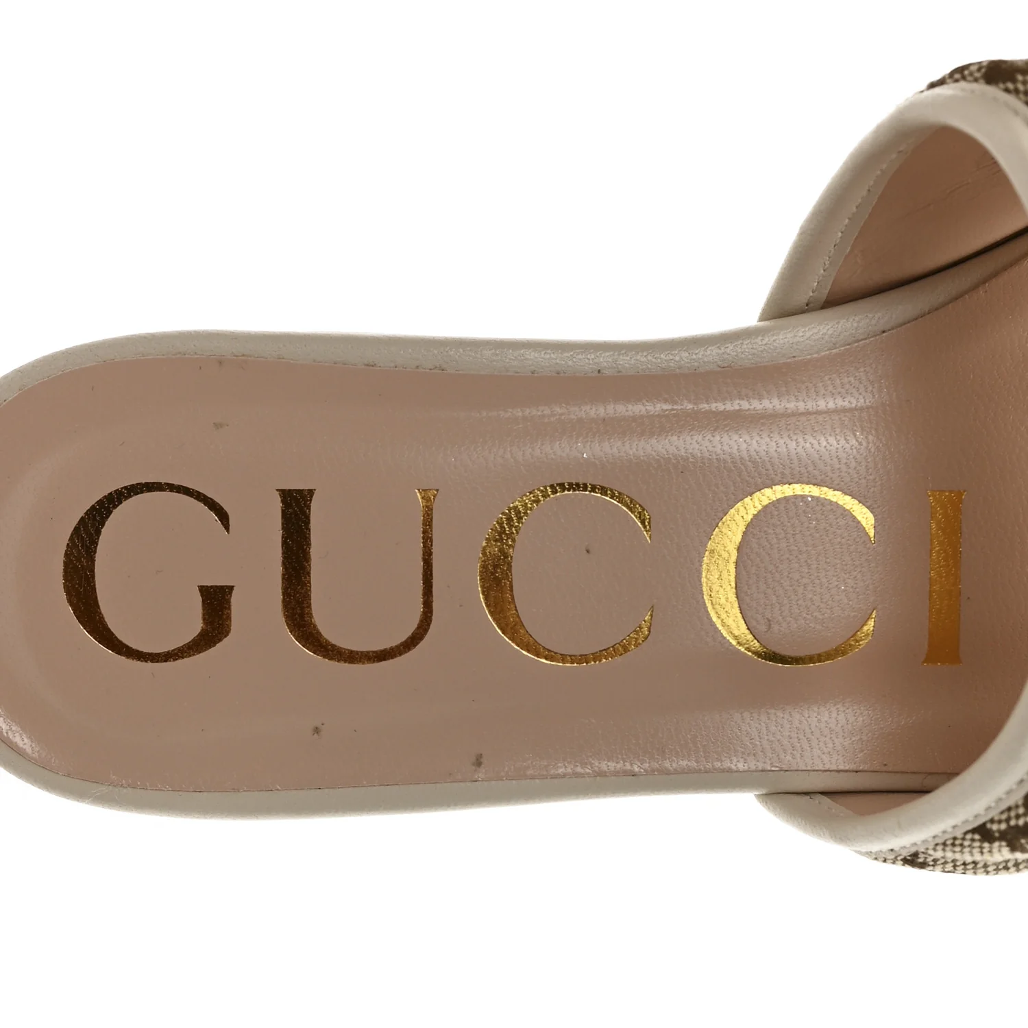 Monogram Matelasse Diagonal GG Marmont Flat Slide Sandals  35 Beige Ebony Mystic White - Top Club