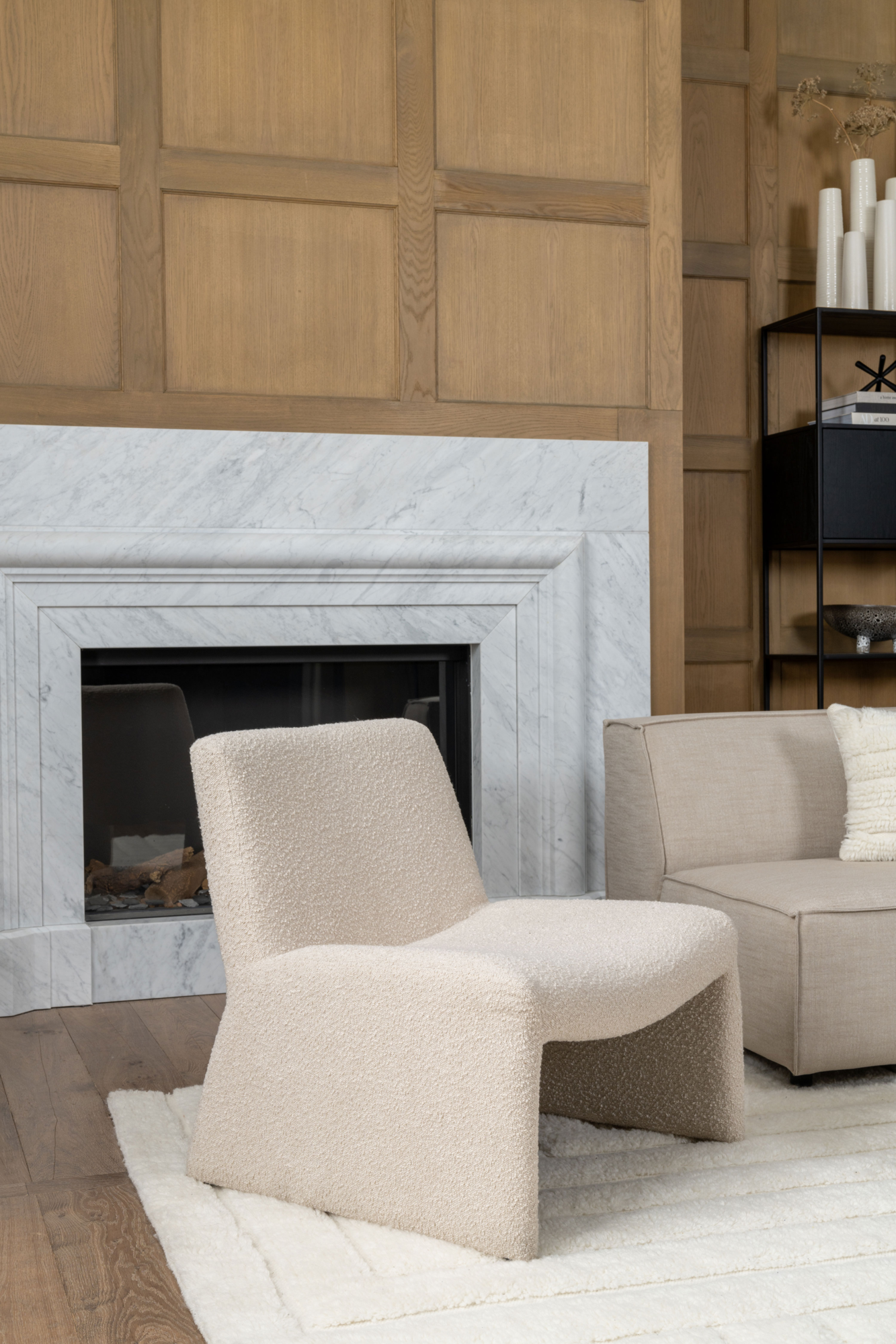 Lifestyle Fauteuil Georgia bouclé antraciet grijs