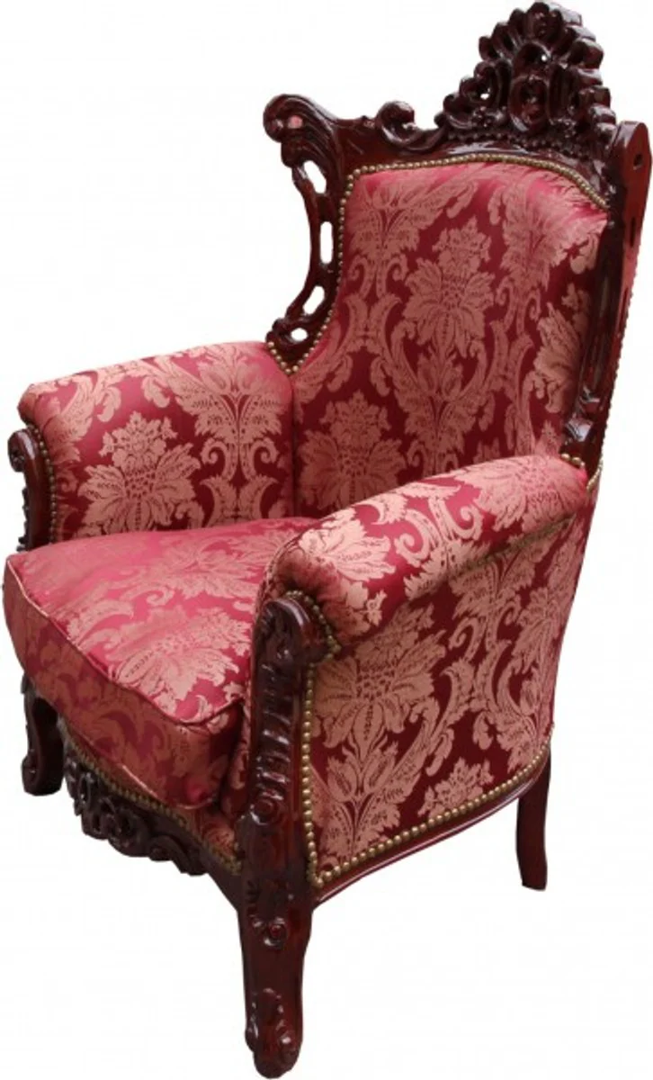 Baroque armchair Al Capone Mod2 Bordeaux pattern / brown red - antique style furniture