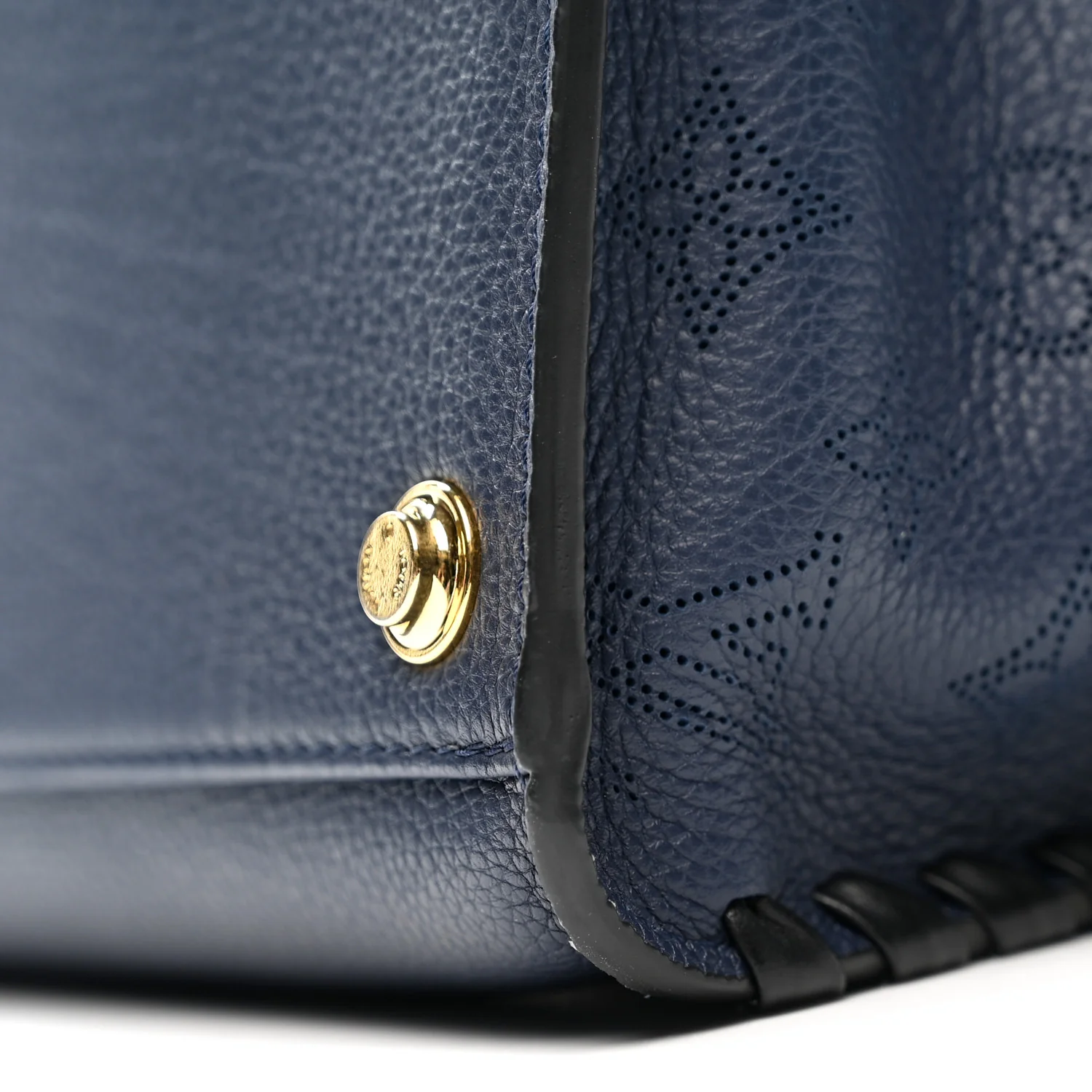 Calfskin Mahina Braided On My Side MM Navy Blue - Top Club