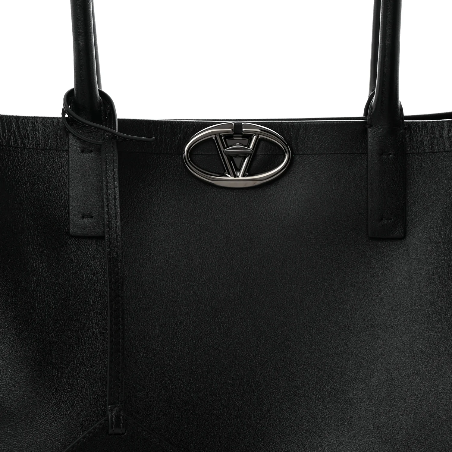 Calfskin Vlogo Medium Locker Tote Black - Top Club