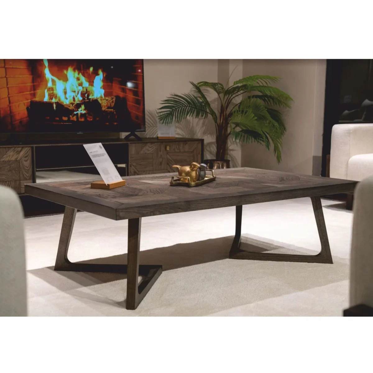 Luxury solid wood coffee table brown 138 cm - hotel & living room furniture