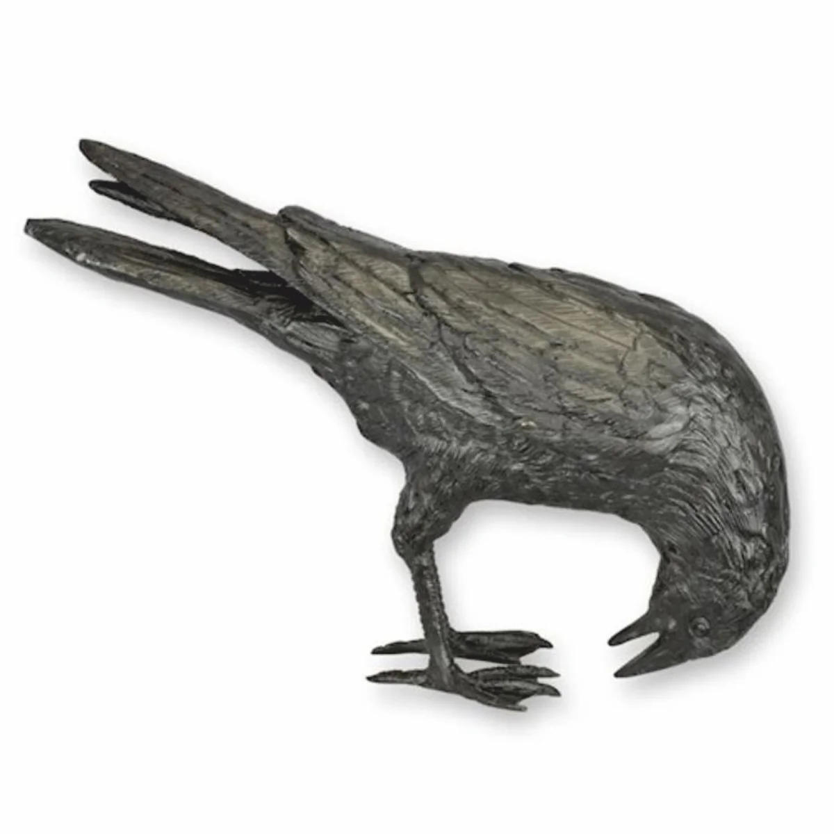 Luxury bronze sculpture bird raven black 45.5 cm - decorative figure