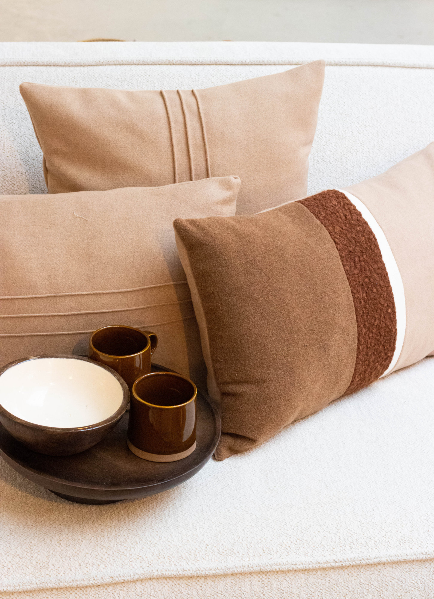 kussen 3 streep l. camel  54x32