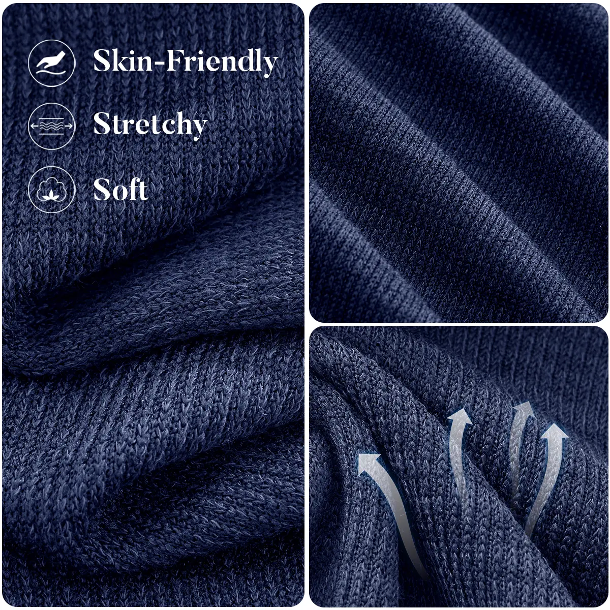 PRETTYGARDEN Women's Navy Blue 2-Piece Knitted Sets Hoodie & Wide Leg Pants with Pockets Drawstring Long Sleeve Loungewear Tracksuits Basic Fitted Clothes