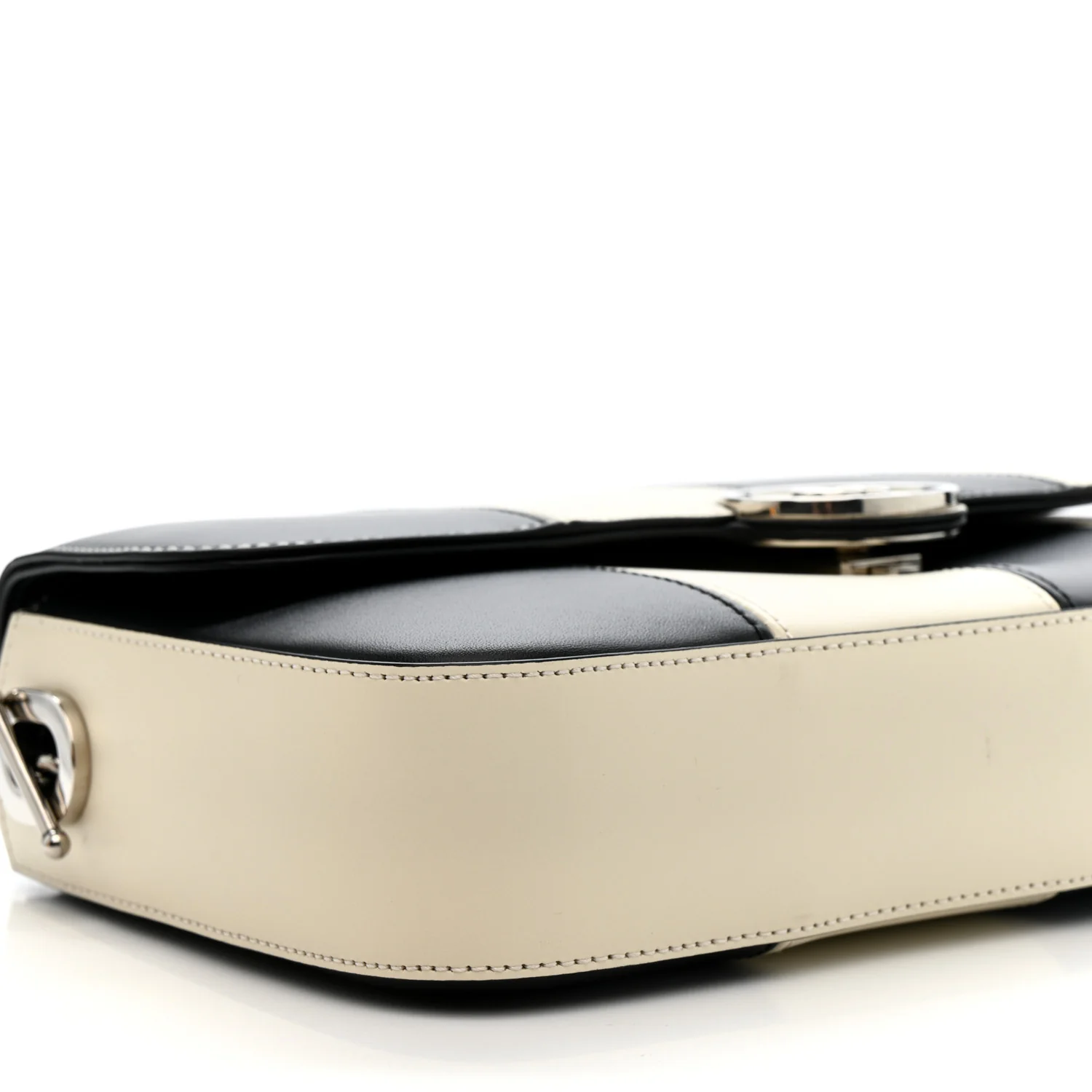 Senna Calfskin Lines Petite GG Top Handle Shoulder Bag Black Mystic White - Top Club