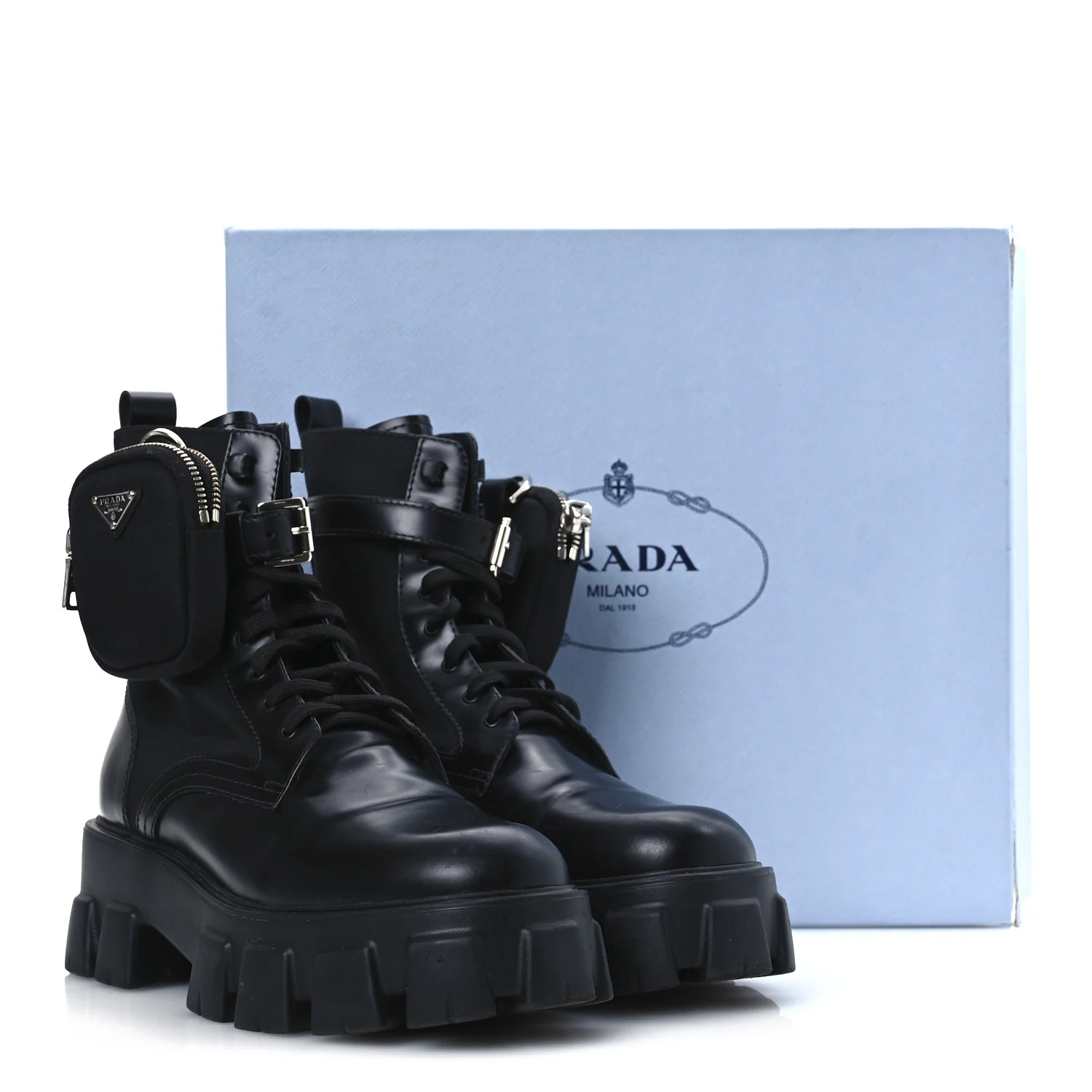 Spazzolato Rois Re-Nylon Metal Triangle Logo Monolith Pouch Pocket 55mm Boots 41 Black - Top Club