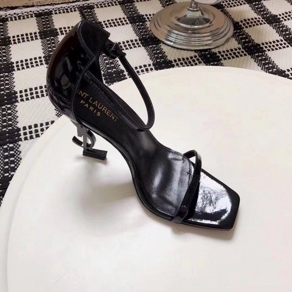 Saint Opyum 110mm Sandals Black Palent Leather - Top Club