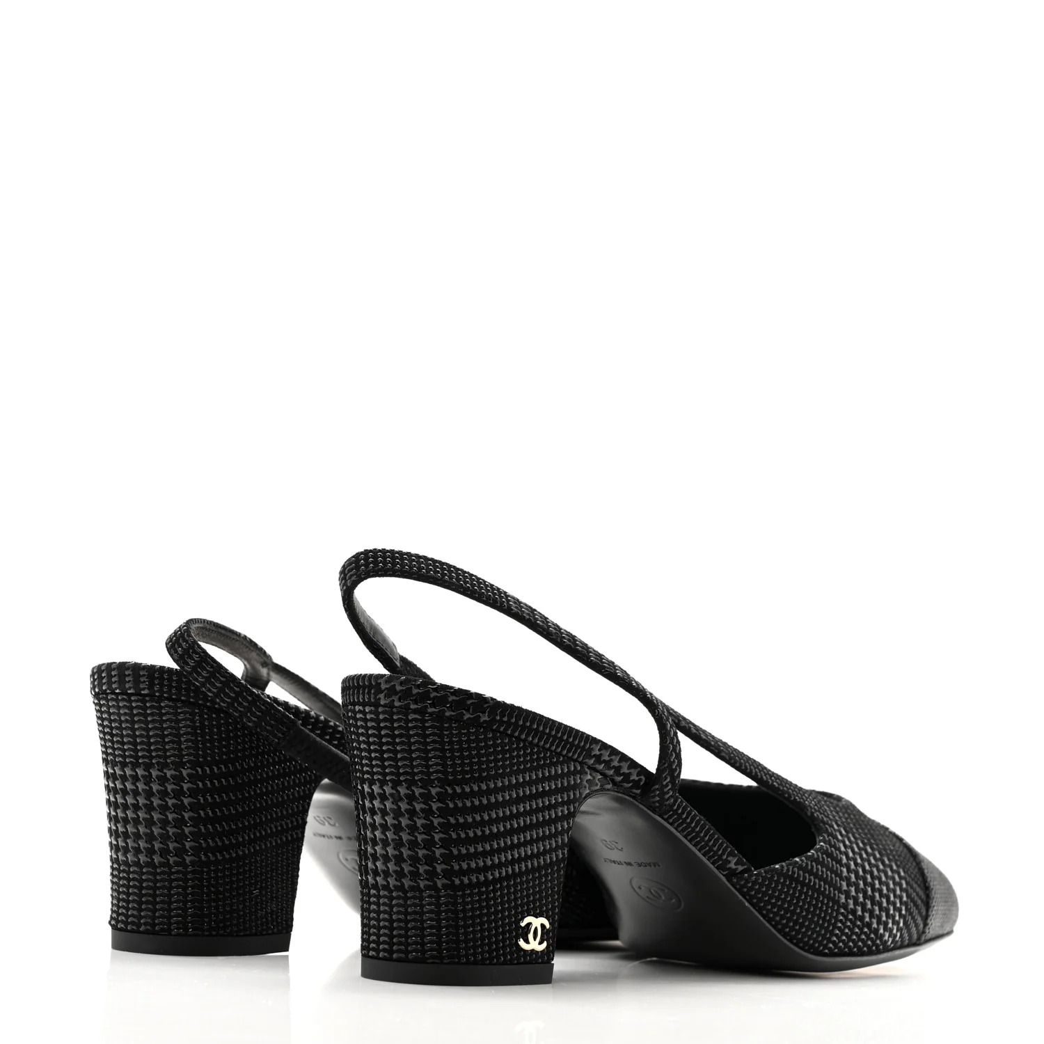 Suede Kidskin Cap Toe CC Slingback Pumps 39 Black - Top Club