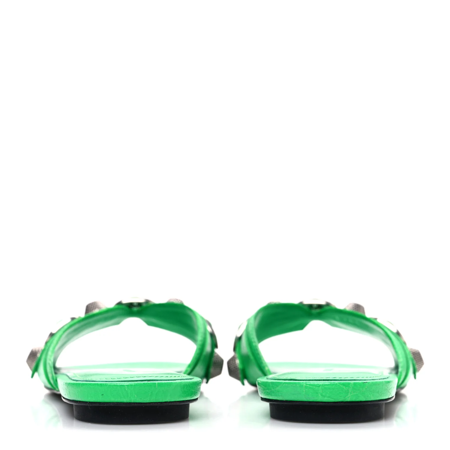Agneau Arena Cagole Flat Slide Sandals 37 Vivid Green - Top Club
