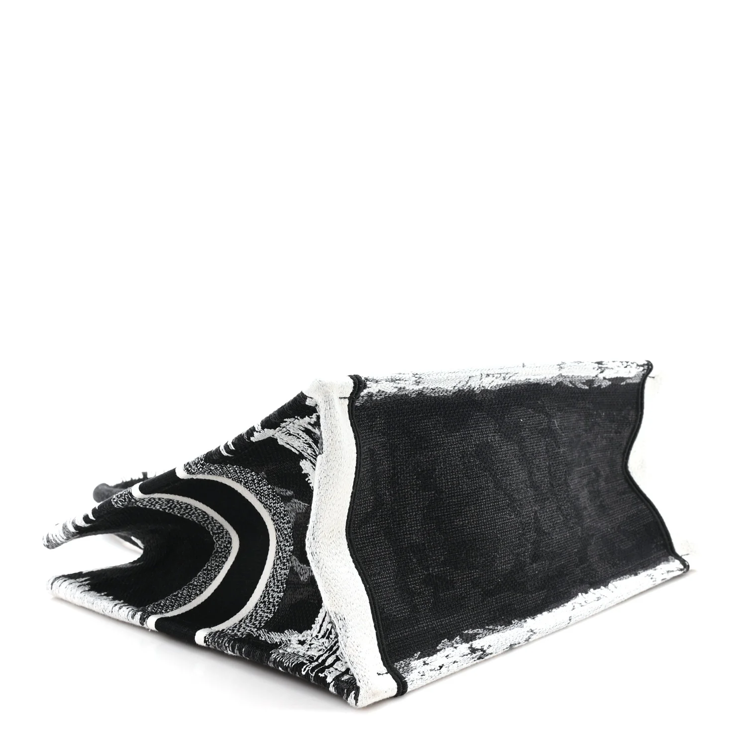 Canvas Embroidered Medium Paris Book Tote Black White - Top Club