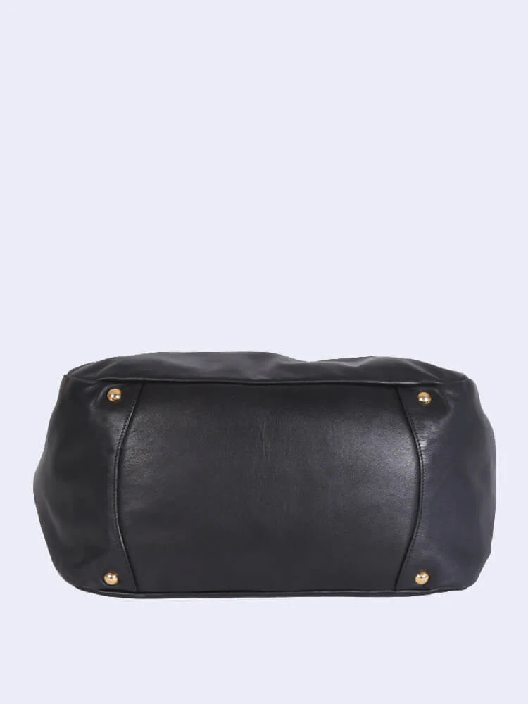 PRADA Vitello Soft Chain Handle Shoulder Bag Nero 48 x 33 x 20cm - Top Club