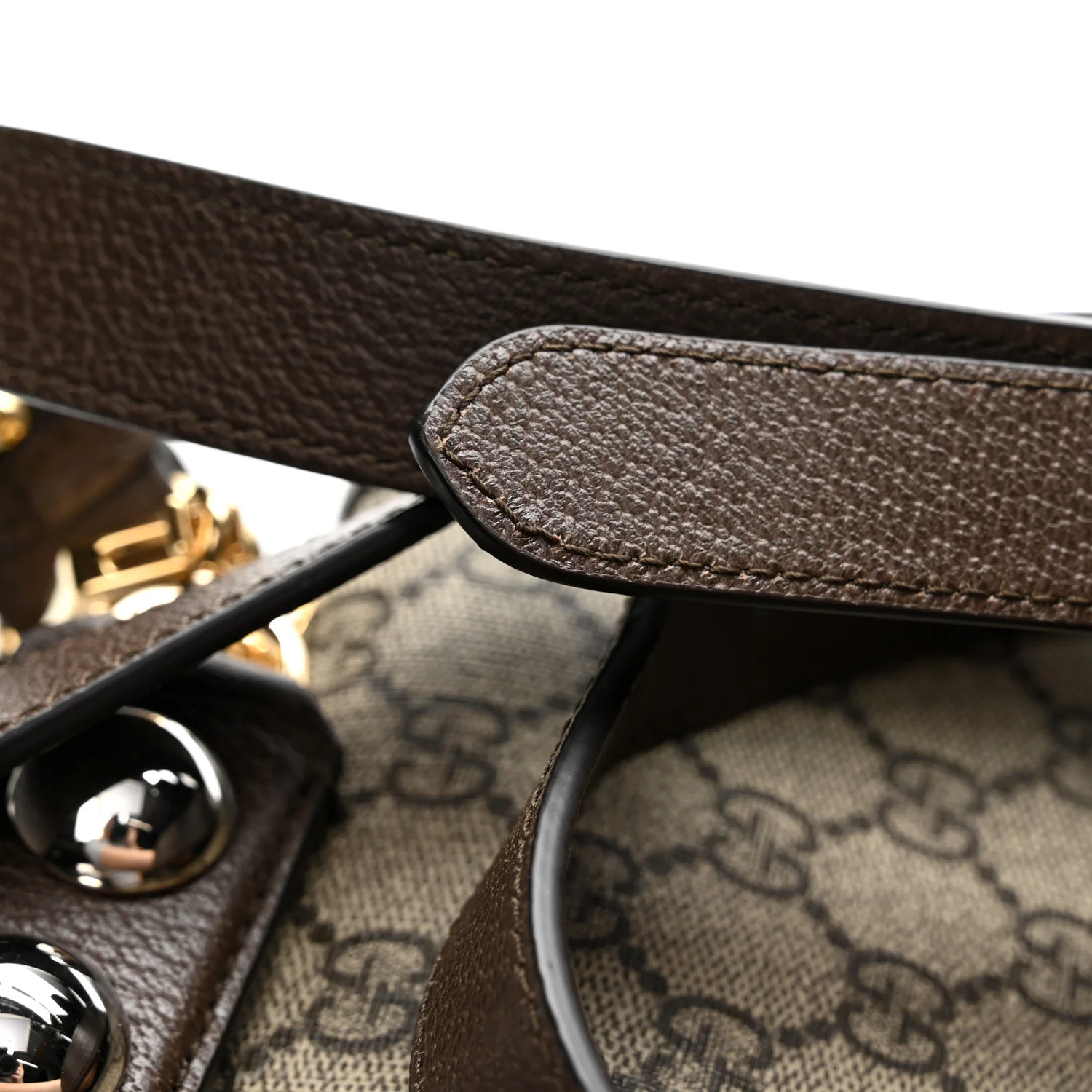 GG Supreme Monogram Textured Dollar Calfskin Web Medium Blondie Top Handle Shoulder Flap Bag Beige Ebony New Acero - Top Club