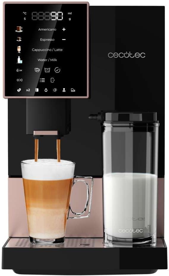 Cecotec Macchina da Caffè Superautomatica Cremmaet Compactccino Black Rose, 19 bar, Serbatoio Latte, Sistema Thermoblock, 5 Livelli di Macinatura, Serbatoio Caffè 150g