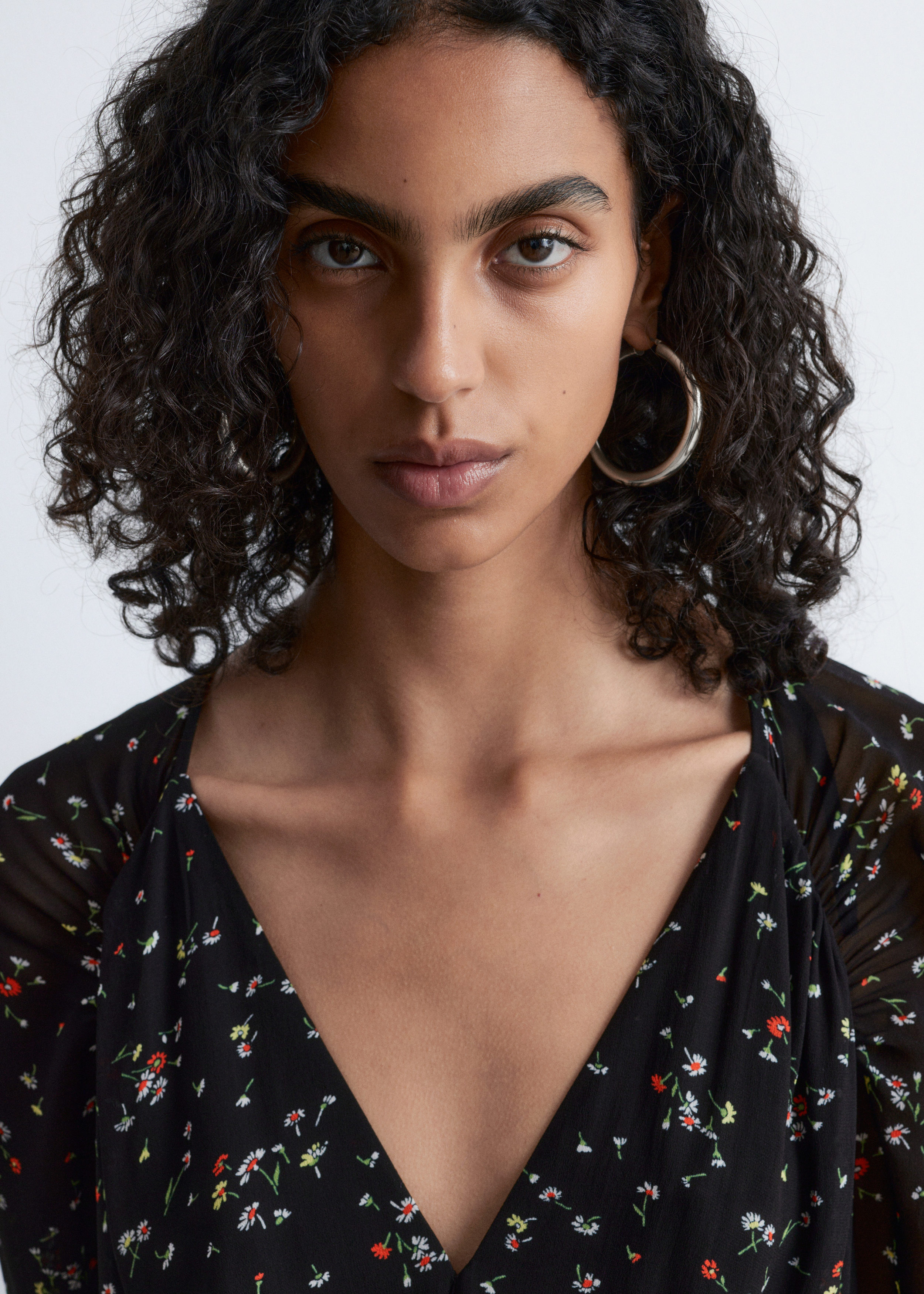 & Other Stories LONG-SLEEVE FRILLED MAXI DRESS