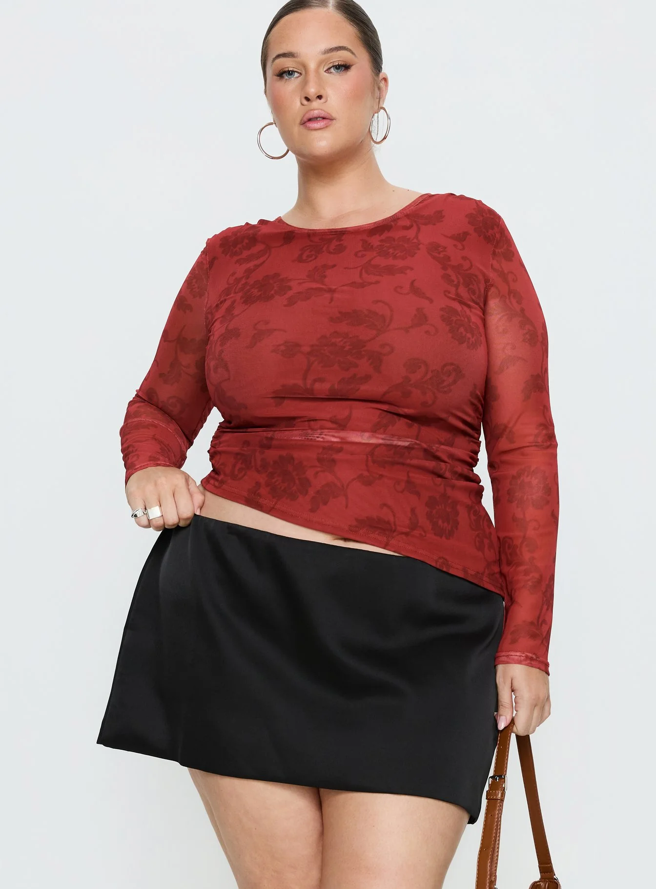 Nadya Satin Tailored Mini Skirt Black Curve