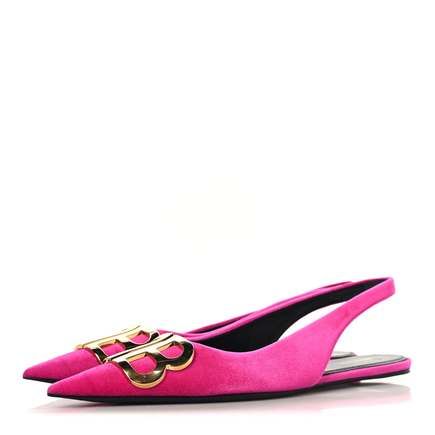 Velvet BB Knife Pointy Toe Slingback Flats 35 Pink - Top Club