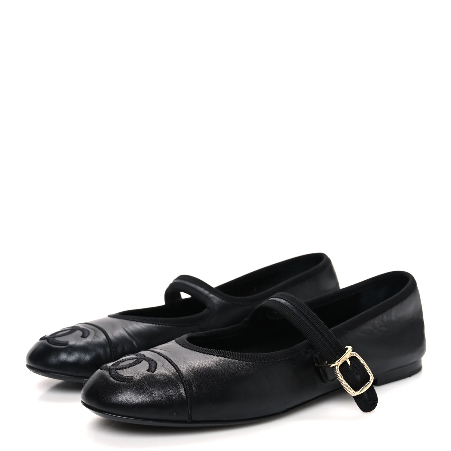 Lambskin Mary Jane Flats 40 Black - Top Club
