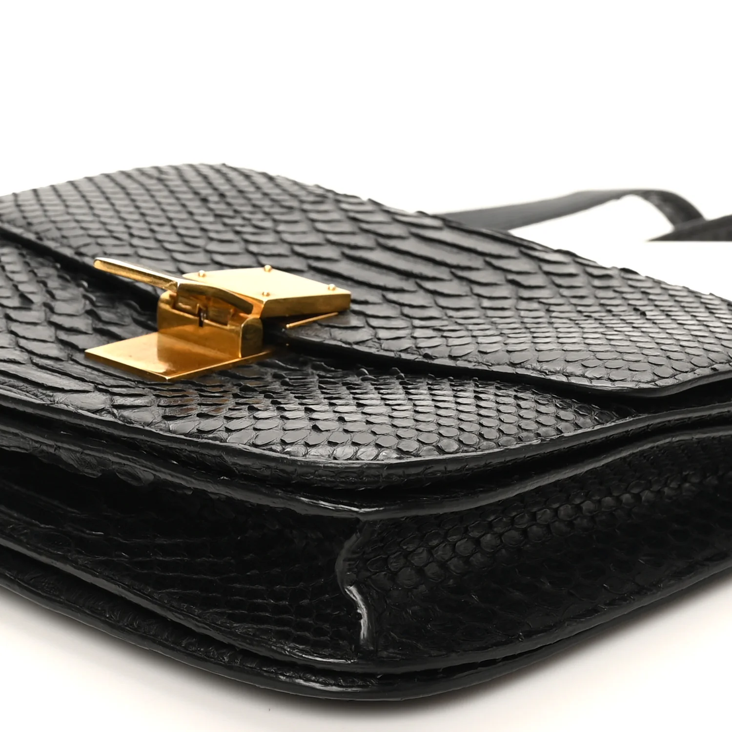 Snakeskin Medium Classic Box Flap Bag Black - Top Club