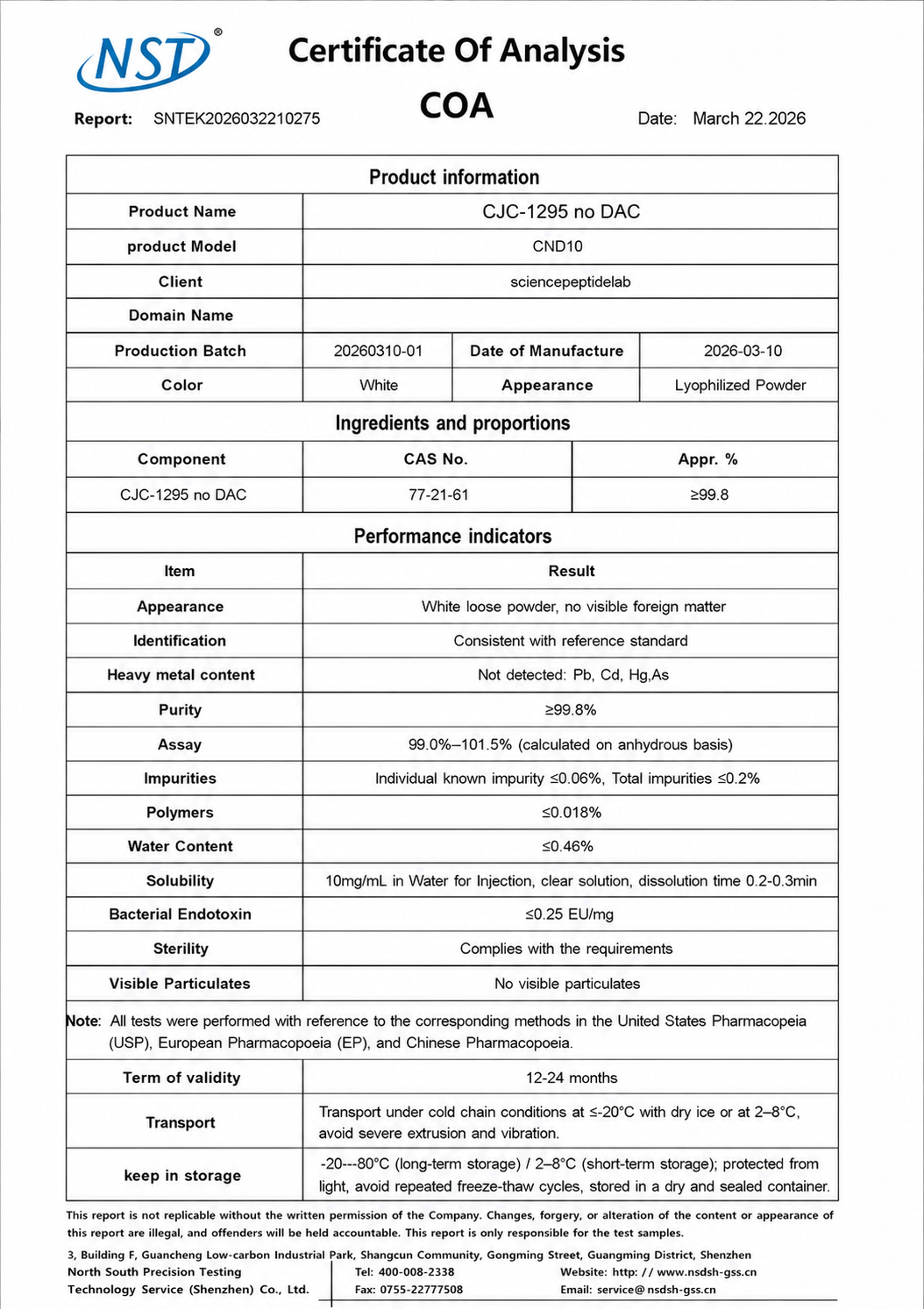 CND10 | CJC-1295 No DAC 10mg × 10 Vials