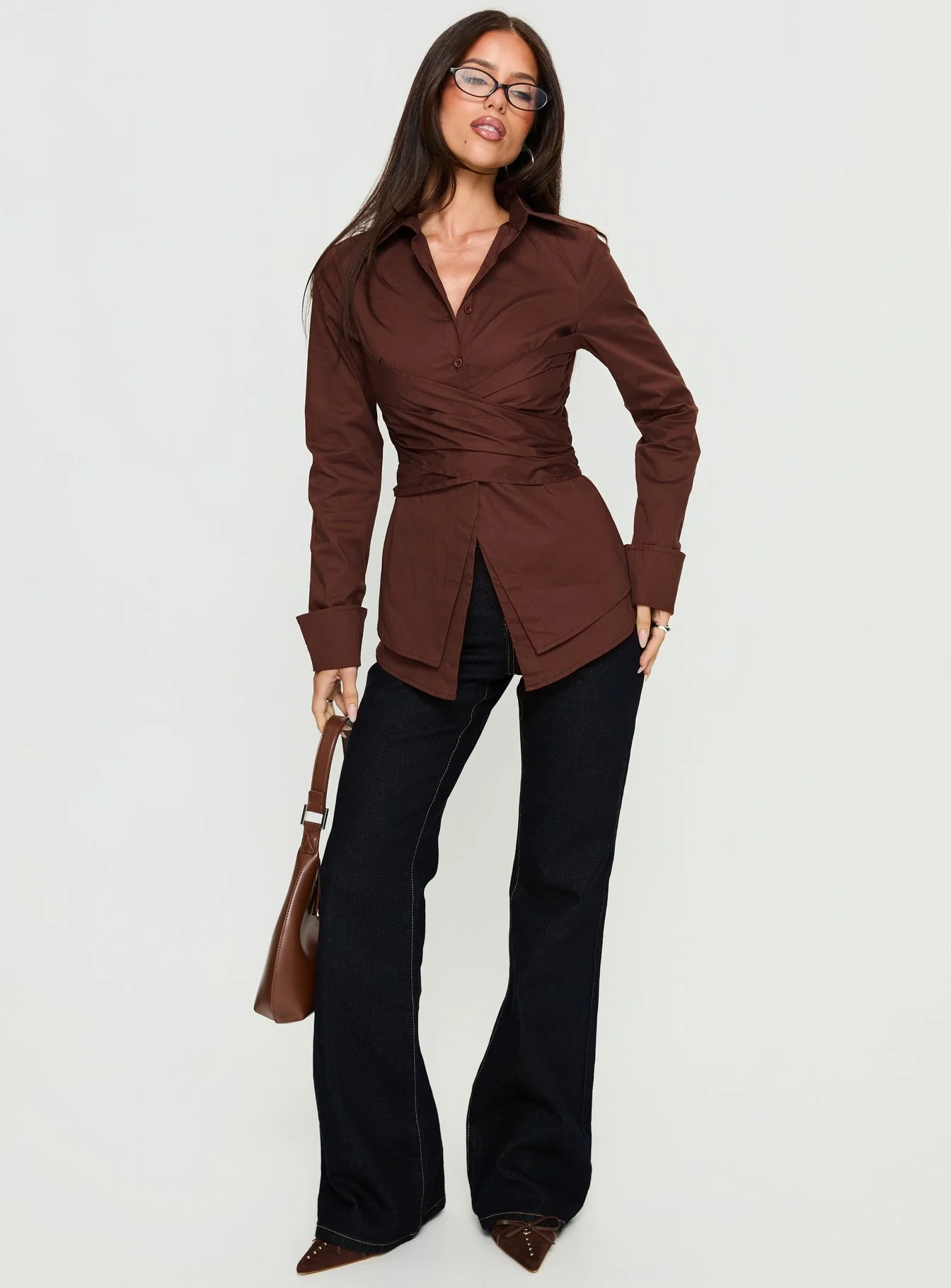Shapeshifter Twist Long Sleeve Shirt Chocolate